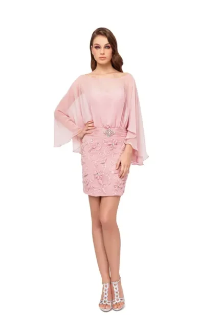 cocktail φόρεμα μακροταλο φουστα κεντημενη