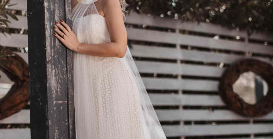 atelier tsourani bridal νυφικο πολιτικου γάμου Διπλο φόρεμα δαντελλα Γαλλίας με μεταξωτό τούλι