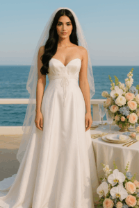 Tsourani Bridal - Νυφικό σε σατέν κεντημένο