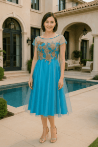 Βραδινό φόρεμα κεντημένο απλικέ - Atelier Tsourani