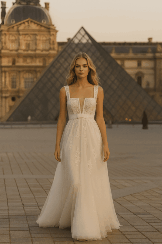 Νυφικό πολιτικού γάμου μεταξωτο σατεν μουσελινα