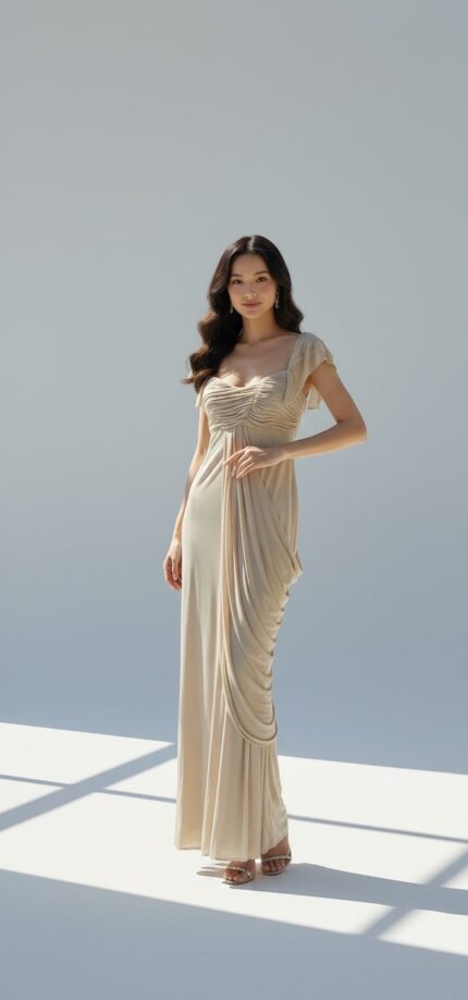 Μπεζ Maxi Φόρεμα