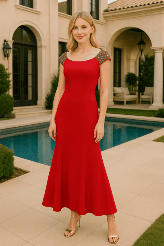 κόκκινο βραδινό φόρεμα πλάτη